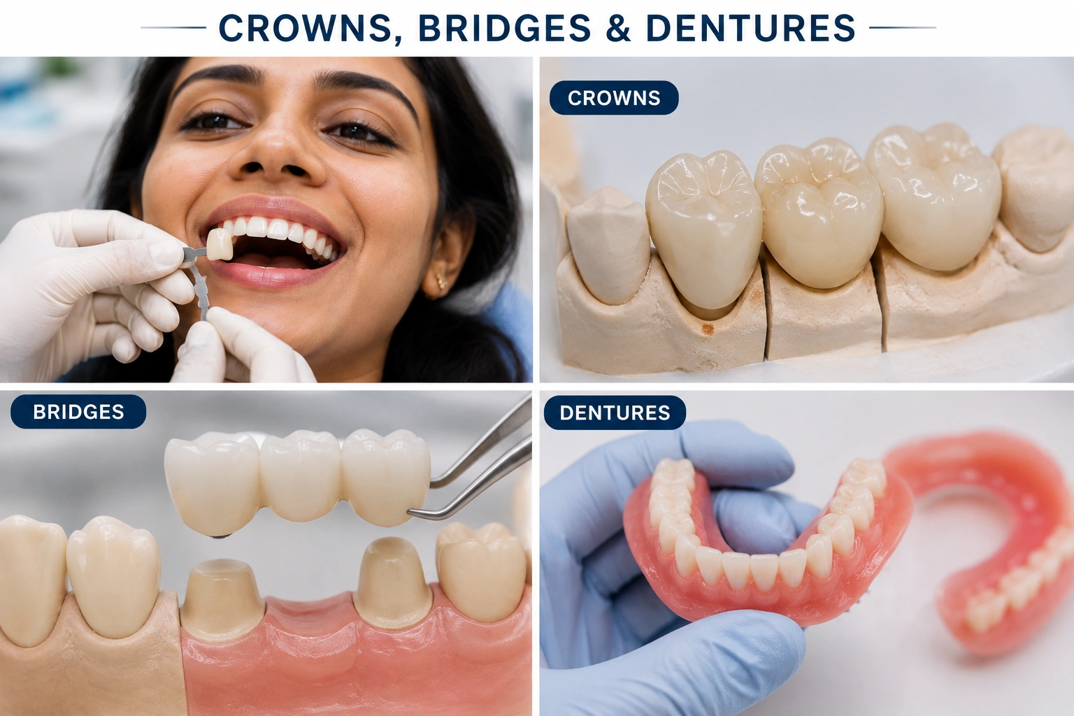 Dental crown and bridge fitting during restorative treatment